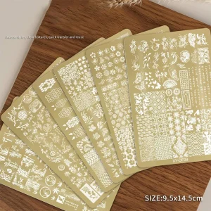 Butterfly Flower Bamboo Forest Image Transfer Nail Art Stamp Templates Stainless Steel Nail Stamping Plate 15 Designs 14.5×9.5cm