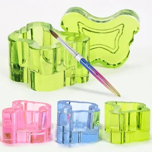 Butterfly Nail Dappen Dish Monomer Cup Glass Nail Art Brush Cup Washing Cup with Lid Storage Liquid Dappen Dish for Nails