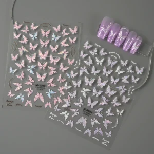 Butterfly Nail Stickers 3D Embossed Butterfly Nail Stickers Spring Floral Nail Decals