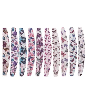 Butterfly Printing Nail File Wooden Half Moon Nails File Tools Grit 100 180 Suitable Carpentry Salon Shop DIY File