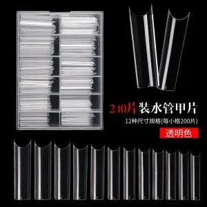 C Curve XXL Coffin Half Cover ABS Customized Logo Label Straight and Square Nail Tips for Finger Design Style