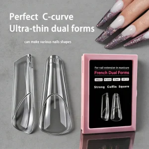 C curve Ultra thin Dual Form Nail Tips Private Label False Extension Tool Russian Style Dual Forms for Easy French