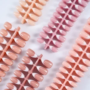 C452 150pcs No Trace French Press on Nails Full Cover Almond False Nails Artificial Fingernails for Manicure