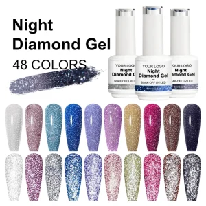 CX Professional Nail Gel Factory Free Sample Multicolor Night Diamond Gel Nail Polish Gel