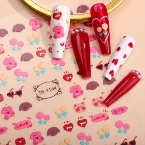 Cartoon Colorful Holographic Bow Star Simple Design Nail Accessories Adhesive Nail Decal Stickers