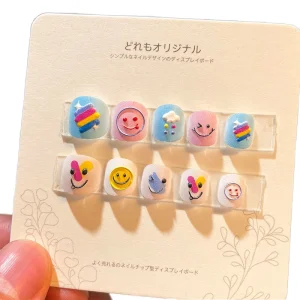 Cartoon Design Cute Child Princess Nail Art Full Cover Reusable False Nails ABS Material French Style Free Sample