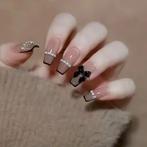Cartoon Flash Blush Aurora Resin Full Cover Finger False Nails Butterfly Wear Nail Piece