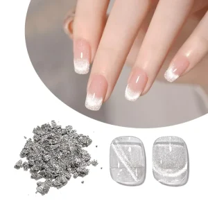 Cat Eye Chrome Nail Powder Chrome Powder for Gel Nails Polish Silver Cat Eye Effect Pigment for DIY Nail Art Design Decoration