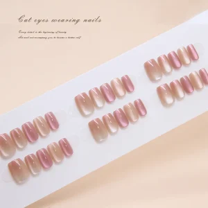 Cat Eye False Nails Art Tips 30Pcs Row Prefabricated Artificial Press Nails XS S M Coffin Finger Nail