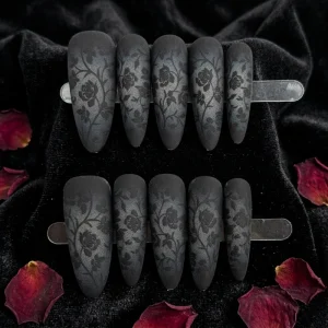Cat Eye Magnetic Hand Painted Press on Nails Butterfly Gothic Suede Short Square Stiletto ABS Finger Design 10 PCS False Nails