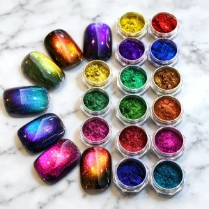Cat Eye Magnetic Pigment Magnetic Chameleon Pigment with Hyper Shift Optical Effect Strong Magnetic for Gel Polish & UV Nail