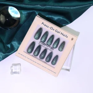 Cat Eye Press on Nails Almond False Nails Tips OEM Private Label Women Nail Tips Gel Polish Effect