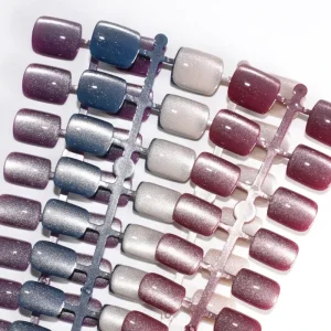 Cat Eye Press on Nails Short Square Gel False Nails 120Pcs Set in Box for Women Daily and Party Wear