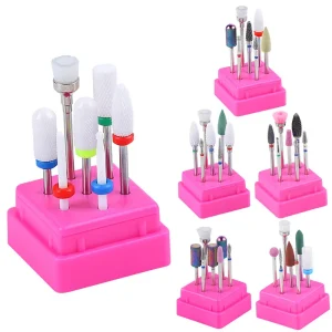 Ceramic Nail Drill Bit Set 7 Pcs Salon Beauty Manufacture Carbide Nail Drill Bits 3 32″ Milling Cutter for Manicure