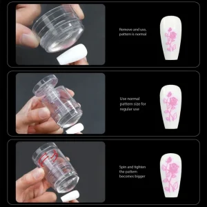 Charm Versatile Rotatable Nail Art Stamper Kit with Easy Apply Plastic Change Size Pattern for Nail Design