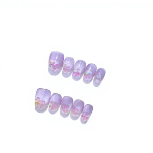 Cherry Blossom Drunk Pure Handmade Wearable Nails Cat Eye Whitening Elegant UV Gel Finger Ins Press On Nail Tips