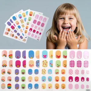 Children Nail Stickers Cartoon Animal Waterproof Butterfly Nails Decals Self Adhesive Non Toxic Nail Art Sticker Wraps