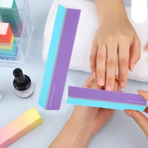 China Free Sample Colorful Style Nail Buffer Manicure Pedicure 4 Way High Elastic Sponge Fingernail File Block for Women Lady
