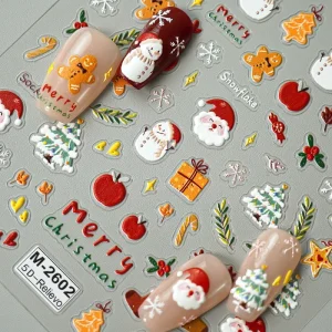 Christmas Holiday Promotions Nail Decoration Father Christmas 3D Nail Art Sticker Accessories for Holiday Nail Art