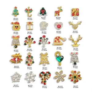 Christmas Nail Art Decorations Zircon Nail Art Alloy Nail Art Christmas Charms Gold Crystal Zircon Decoration Charms