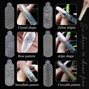 Christmas Nail Art Silicone Mold 3D Snowflake & Leopard Print DIY Nail Stickers Reusable Nail Foil Templates with Storage Box