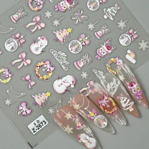 Christmas Nail Decals Snowman Xmas Tree Design Manicure Decal Winter Christmas Nail Art Stickers