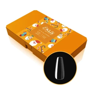 Christmas Nail Tips Coffin Clear Soft Gel Nail Tip Custom Sticker Yellow Box 602 Pieces Nail Tips Clear