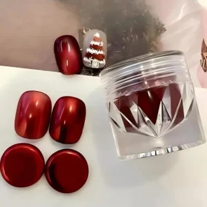 Christmas Red Magic Mirror Powder Chrome Nail Powder Metallic Rub Dust Mirror Effect Nail Art Design 3D Holographic Pigment Dust