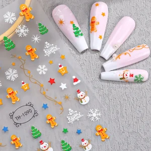 Christmas Vibe Nail Art Sticker Self-Adhesive Nail Decals Sticker Ornament Christmas Nail Decoration