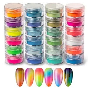 Chrome Nail Glitter Metallic Pigment Pearl Powder Highlighter Icy Effect Shiny Dust Nail Art Decorations Set