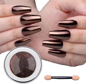 Chrome Nail Powder Coffee Chocolate Effect Shimmery Brown Metallic Mirror Nail Art Decoration