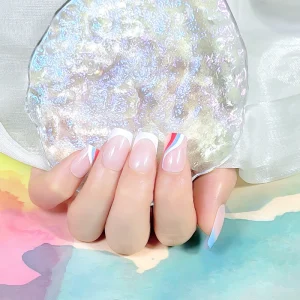 Classical French Printing ABS Short Square Artificial Fingernail Tips Fast Easy Press DIY Nail Art Decorations Kit for Home Use