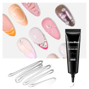 Clear 3D Gel Nail Art 15g No Wipe Crystal Clear Sculpting Gel for DIY 3D Nail Art Design Texture Molding Rhinestone Decoration