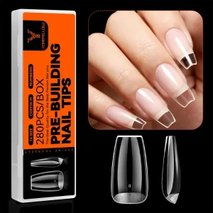 Clear Coffin Nail Tips 14 Sizes Full Cover Nails Acrylic Artificial Press on Nails 280PCS False Tips