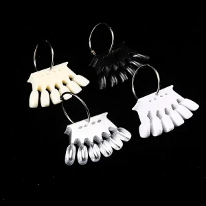 Clear Crown Fan shaped False Nail Swatch Sticks Nail Polish Practice Display Art Tips Nail Sample Sticks with Ring