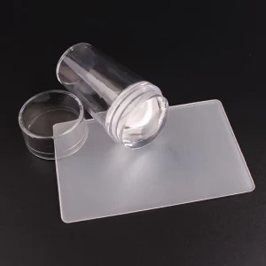 Clear Jelly Silicone Nail Art Stamper with Cover and Stamping Plates Tools Set