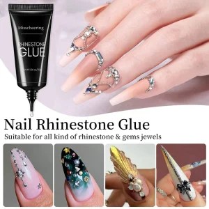 Clear Nail Art Rhinestone Glue Fast Drying Jewelry Bonding Adhesive with High Strength Gel Texture for Metal Attachment & Nails