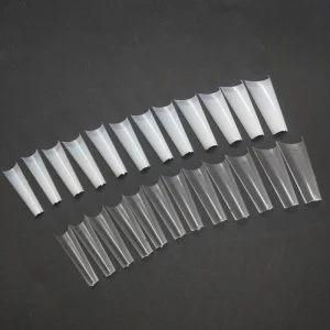 Clear Natural Color Long Half Cover C Curve Easy Coffin Nail Tips