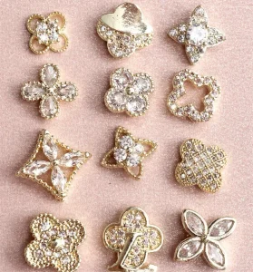 Clover Nail Art Zircon Jewelry 3D Four Leaf Clover Charms for Nail Art 3D Zircon Nail Decorations