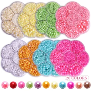 Colorful 3D Flatback ABS Resin Nail Art Charms 20 Colors Easy Apply Half Pearls Acrylic Nail Jewelry DIY Decorations Plastic