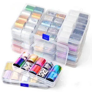 Colorful 3D French Laser Manicure Starry Sky Stickers 10 Mixed 4cm Boxed Armor Transfer Nail Art Charm Foil Decoration