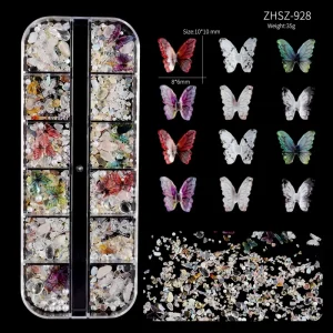 Colorful Acrylic Butterfly Nail Rhinestones Transparent Nail Stones Crystal Rhinestone for Nail Decoration