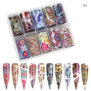 Colorful Art Sticker Foil Nail Paper Decoration Flower Nail Art Decorations for DIY Nail