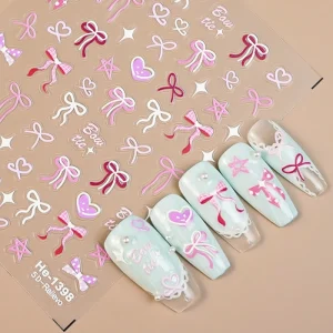 Colorful Bow Nail Art Decals Sweet Ribbon Design Manicure Stickers for DIY Nails
