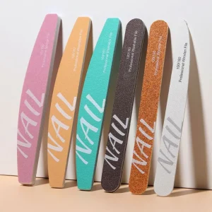 Colorful Double Sided 100 180 Grit Nail Files Strips Sandpaper Sponge for Shaping Smoothing Polishing Half Moon Shape Buffers