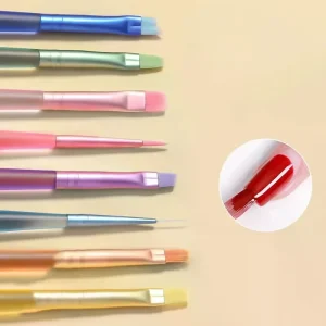 Colorful Nail Art Brush Design Tip Painting Carving Dotting Pen Flatfan Liner Acrylic Gel UV Polish Manicure Tools