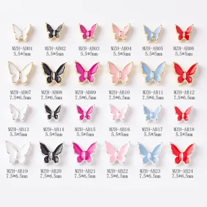 Colorful Nail Charms Butterfly Nail Accessories Dropped Glaze Crystal 3D Nail Rhinestones Alloy Nail Charms
