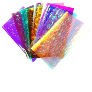 Colorful Rainbow Love Laser Nail Stickers Different Shapes Nail Art Sticker Starry Paper Transfer Manicure Foil Sticker