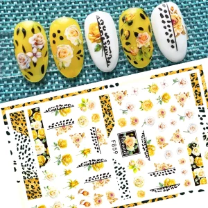 Colorful Summer Rose Flower Nail Art Sticker Self Adhesive 3D Flower Nail Stickers for Women