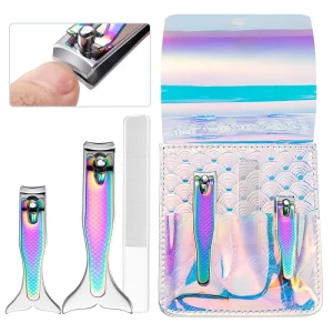 Colorful rainbow Nail Clippers Personal Care Cutter Stainless Steel Tools Pedicure Middle Fish Sharp Nail